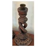 Pair of Twist Carved Wood Candleholders