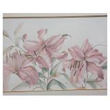 Large Framed Lily Watercolor Painting by Bonine