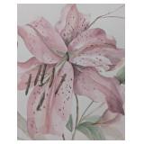 Large Framed Lily Watercolor Painting by Bonine