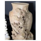 Vintage Carved Soap Stone Vase and Figurine