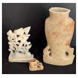 Vintage Carved Soap Stone Vase and Figurine