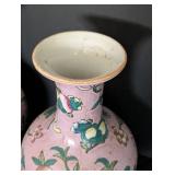 Pair of Pink Chinese Porcelain Vases