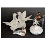 Pretty Variety of Glass Bird Figurines and Perfume Bottle