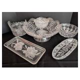 Vintage Cut/Pressed Glass Servingware