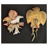 Pair of Native American Metal Brooches