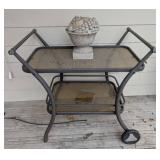 Rolling Glass Patio Bar Cart