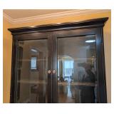 Large Wood and Glass Desk Hutch