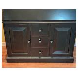 Large Wood and Glass Desk Hutch