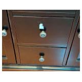 Large Wood and Glass Desk Hutch