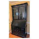Large Wood and Glass Desk Hutch
