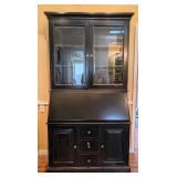 Large Wood and Glass Desk Hutch