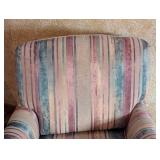 Vintage Striped Armchair and Ottoman