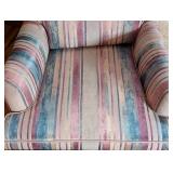 Vintage Striped Armchair and Ottoman