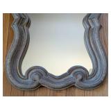 Grey Wood Elegant Designed Wall Mirror