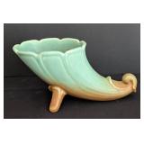 Weller Pottery Green Ceramic Cornucopia Vase