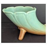 Weller Pottery Green Ceramic Cornucopia Vase