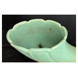 Weller Pottery Green Ceramic Cornucopia Vase