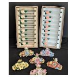 Vintage Glass Place Cards and Porcelain Holders