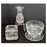 Petite Waterford Crystal Vase, Candleholder and Dessert Cup