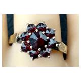 Vintage Sterling Silver and Garnet Ring