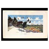 Framed Vintage Print On the Ridge by Paul Goble