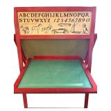 Antique Cressco School Standing Blackboard with Scrolling Lessons