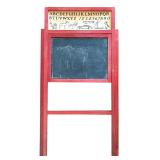 Antique Cressco School Standing Blackboard with Scrolling Lessons