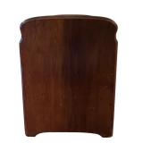 Vintage Wooden Stool with Upholstered Top