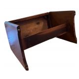 Vintage Wooden Stool with Upholstered Top