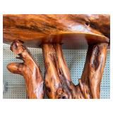 Live Edge Carved Wood Console Table with Natural Root Base