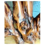 Live Edge Carved Wood Console Table with Natural Root Base