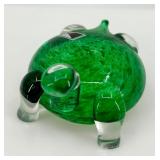 Czech Republic Art Glass Turtle Figurine Green