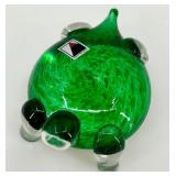 Czech Republic Art Glass Turtle Figurine Green