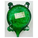 Czech Republic Art Glass Turtle Figurine Green