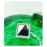 Czech Republic Art Glass Turtle Figurine Green