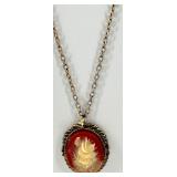 Vintage Cameo Necklace, Velvet Choker, and Oriental Motif Bracelet Set