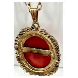 Vintage Cameo Necklace, Velvet Choker, and Oriental Motif Bracelet Set