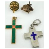 Collection of a Religious Medals, Pins, and Keychain