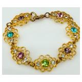 Collection of Gold-Tone Necklaces and Rhinestone Bracelet