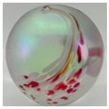 Iridescent Art Glass Paperweight with Swirl Design Made in Taiwan