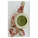 Red Toile Pattern Porcelain Tea Set with Teapot, Cups, Plates and Accessories