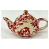 Red Toile Pattern Porcelain Tea Set with Teapot, Cups, Plates and Accessories