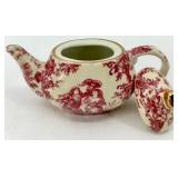 Red Toile Pattern Porcelain Tea Set with Teapot, Cups, Plates and Accessories