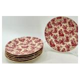 Red Toile Pattern Porcelain Tea Set with Teapot, Cups, Plates and Accessories
