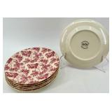 Red Toile Pattern Porcelain Tea Set with Teapot, Cups, Plates and Accessories