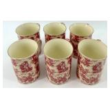 Red Toile Pattern Porcelain Tea Set with Teapot, Cups, Plates and Accessories