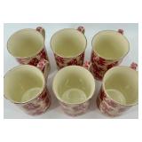 Red Toile Pattern Porcelain Tea Set with Teapot, Cups, Plates and Accessories