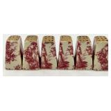 Red Toile Pattern Porcelain Tea Set with Teapot, Cups, Plates and Accessories