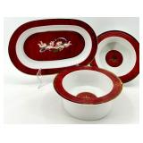 Set of 3 Vintage Porcelain Serving Pieces with Cherub and Crown Motifs