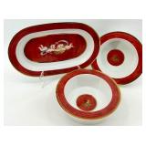 Set of 3 Vintage Porcelain Serving Pieces with Cherub and Crown Motifs